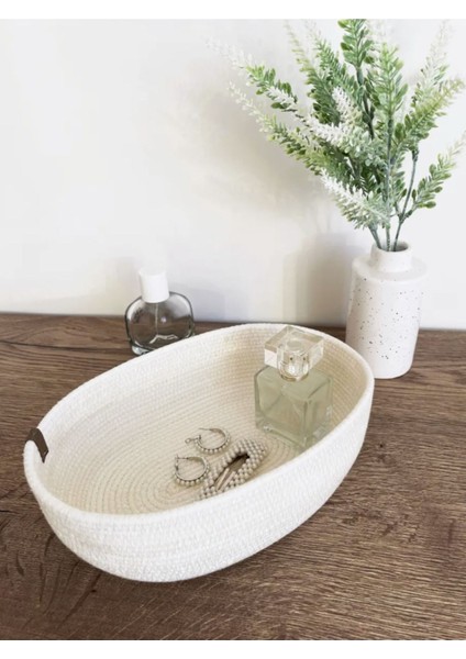 Şık Oval Hasır Saklama ve Ekmek Sepeti, 23X15X8CM, Ekru Renk fiyatları