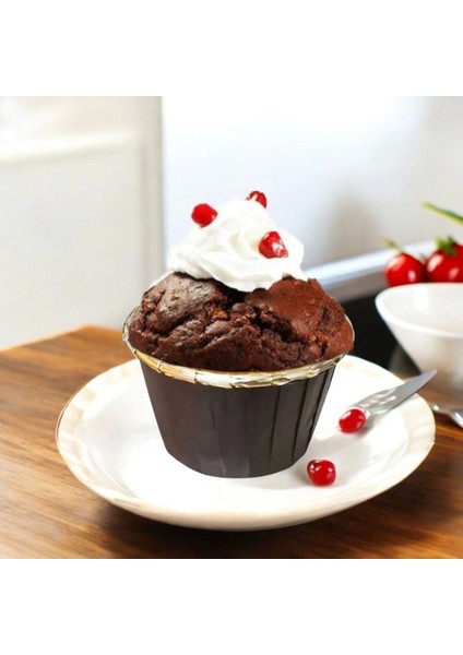 Renkli Sufle ve Muffin Kapsülü 25 Adet, 43X35 Mm, Kahverengi Asetatlı