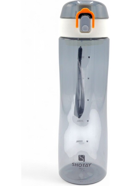 600ML Pipetli ve Askılı Günlük Su Şişesi Gri Renk