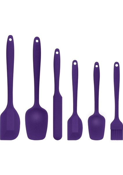 6'lı Mor Silikon Spatula Seti, Isıya Dayanıklı ve Yapışmaz Özellikte