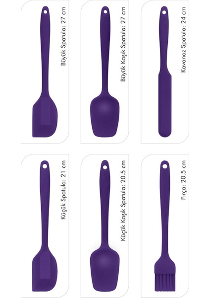 6'lı Mor Silikon Spatula Seti, Isıya Dayanıklı ve Yapışmaz Özellikte fiyatları