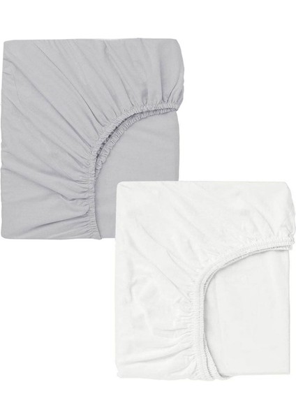 2 Adet Pamuklu Lastikli Bebek Çarşafı, 60X120X15 Cm, Gri Renkli, Yumuşak ve Rahat