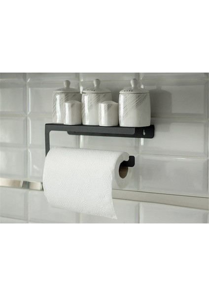 Şık Siyah Metal Baharatlık ve Havlu Tutucu, Modern Tasarım