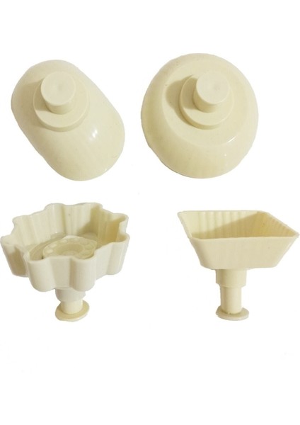 Beyaz Plastik Pasta ve Kurabiye Kalıbı Seti, 4 Adet, Kullanışlı ve Dayanıklı.