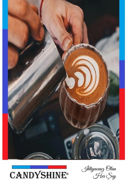 Kahverengi 250ML Çift Cidarlı Kulplu Şık Cam Bardak