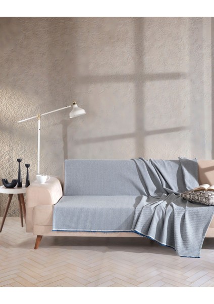 Mavi Çok Amaçlı Tek Kişilik Pike ve Örtü, 160X220 cm