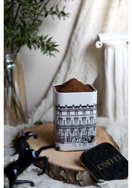 Kare Metal Saklama Kabı, Desenli, 11X11 Cm, Kahverengi