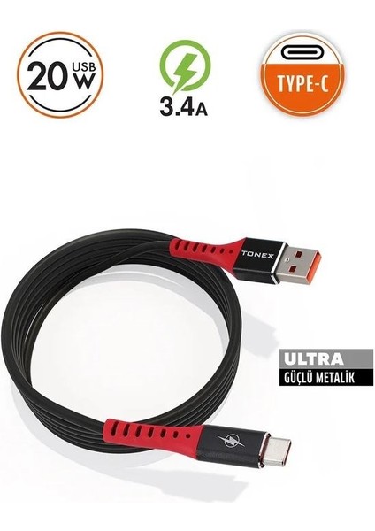 3.4A 20W USB To Type-C 20W Hızlı USB Kablo - M-12 fiyatları