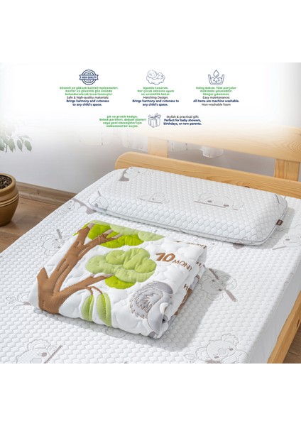 3'ü 1 Arada Bebek&çocuk Uyku Oyun Seti, Visco Yastık, Oyun Matı ve Sıvı Geçirmez Yatak Koruyucu Alez fiyatları