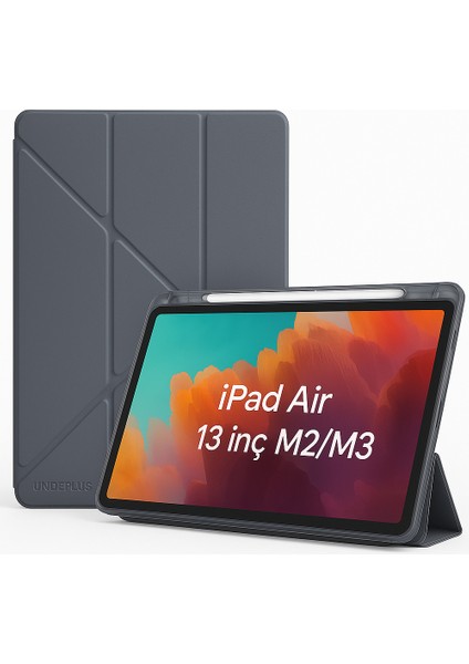 Apple iPad Air 13INÇ M2/m3 Kılıf Kalem Bölmeli Trifolding Case A2898 A2899 A2900
