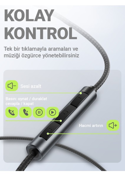 3.5mm Kablolu HD Mikrofonlu Kulaklık Uzaktan Kumandalı Aux Girişli Kulaklık 1.2 Metre - Siyah - L4 (Acefast Türkiye Garantili) indirimleri