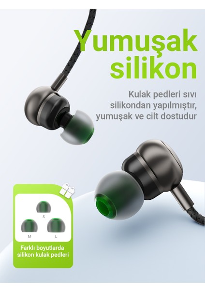 3.5mm Kablolu HD Mikrofonlu Kulaklık Uzaktan Kumandalı Aux Girişli Kulaklık 1.2 Metre - Siyah - L4 (Acefast Türkiye Garantili)