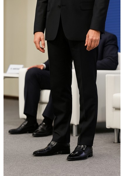 GR0024 Hakiki Rugan Deri Tokalı PVC Taban Üst Kalite Tokalı Klasik Erkek Ayakkabı