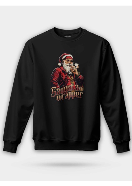 Gangsta Noel Baba Yılbaşı Baskılı Unisex Regular Sweatshirt