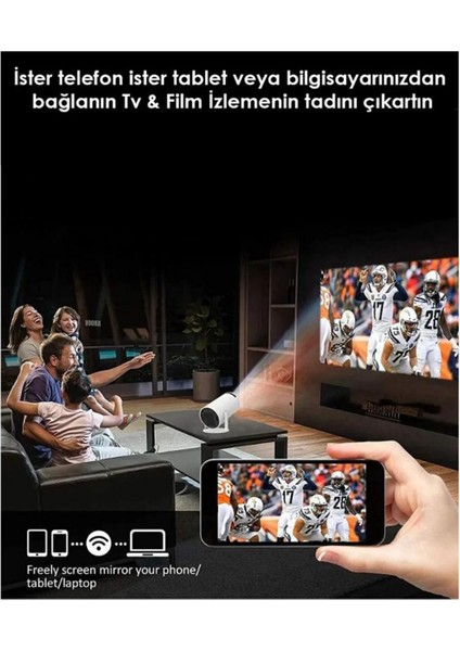 Projeksiyon Cihazı Android Profesyonel Ultra Hd Taşınabilir Bluetooth Wifi Ev Sineması Akıllı Kumand