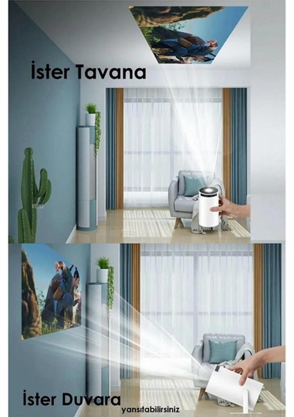 Projeksiyon Cihazı Android Profesyonel Ultra Hd Taşınabilir Bluetooth Wifi Ev Sineması Akıllı Kumand