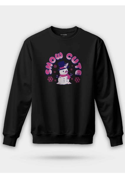 Snow Cute Kardan Adam Yılbaşı Baskılı Unisex Regular Sweatshirt