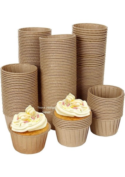 50'li Doğal Kraft Muffin ve Kek Kapsülü, Cupcake Kalıbı, Bej Renkli modelleri