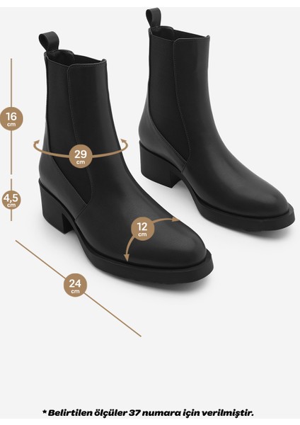 Kadın Elastik Yan Bantlı Topuklu Günlük Bot Espato Siyah