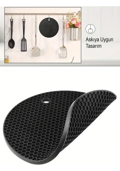 Iki Adet Siyah Yuvarlak Silikon Nihale, Dayanıklı ve Pratik Mutfak Gereci fırsatları