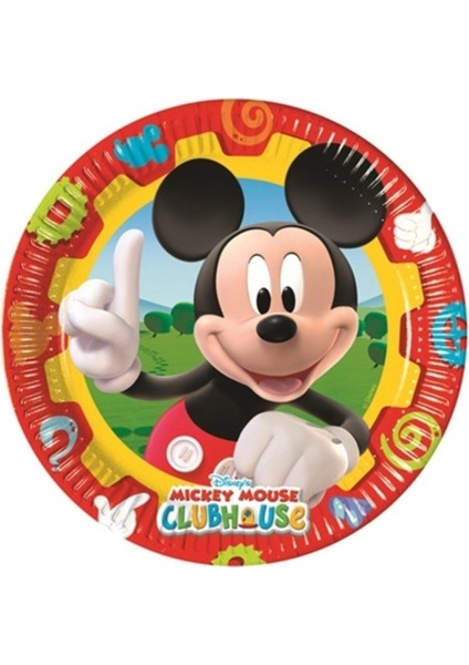 Sevimli Mickey Mouse Temalı 8'li Kağıt Tabak Seti, Şık ve Kullanışlı, Ideal Davetler Için.
