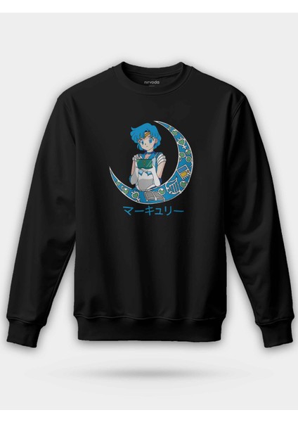 Ay Savaşçısı Merkür Sailor Moon Mercury Baskılı Unisex Regular Sweatshirt