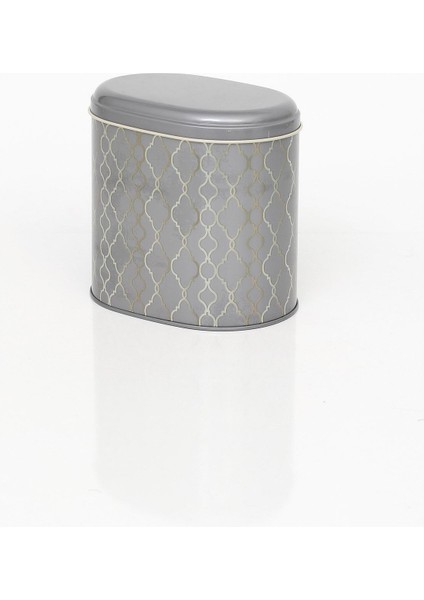 Gri Desenli Oval Metal Saklama Kabı 11X15 Cm, Şık ve Dayanıklı Ev Gereçleri fırsatları