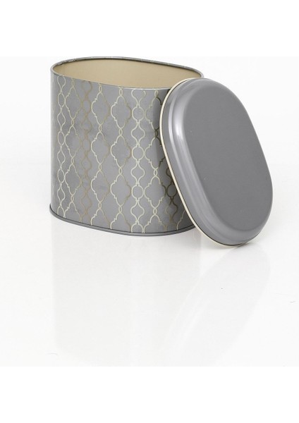Gri Desenli Oval Metal Saklama Kabı 11X15 Cm, Şık ve Dayanıklı Ev Gereçleri indirimleri