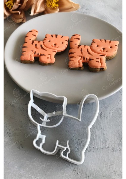 Kedi Şekilli Kurabiye Kalıbı 8x8 Cm, Beyaz, Sevimli ve Kullanışlı Tasarım modelleri