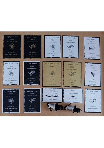 Iki Li Damlatmaz Yağdanlık Tıpası, Ayçiçek Yağı, Zeytinyağı, Limon Suyu, Sirke, Nar Ekşisi