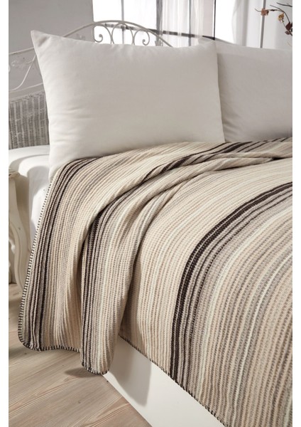 Yumuşak Pamuklu 4 Mevsim Tek Kişilik Battaniye Kahverengi