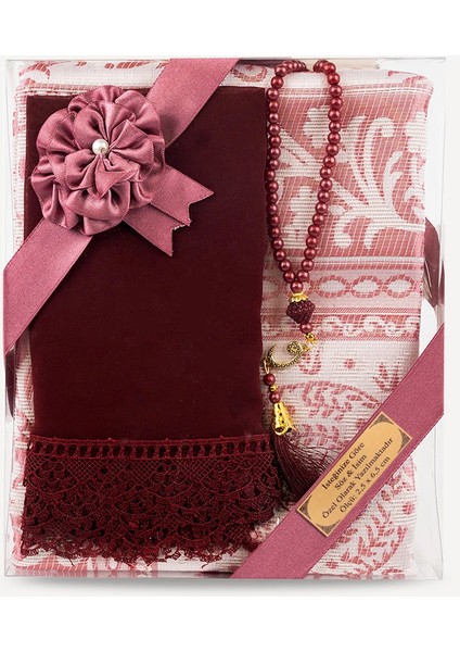 Şal + Seccade + Tesbih Hediye Seti (Bordo)