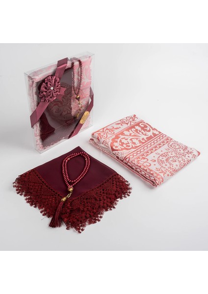 Şal + Seccade + Tesbih Hediye Seti (Bordo) fiyatları