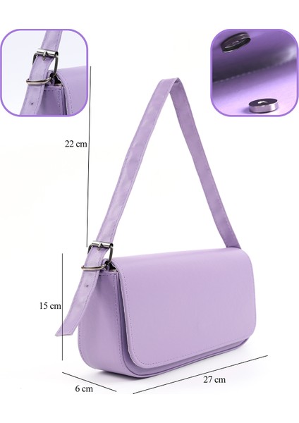 Lila Shk183 Kapaklı Suni Deri Ayarlabilir Askılı Baget Model El, Kol Ve Omuz Çantası fırsatları