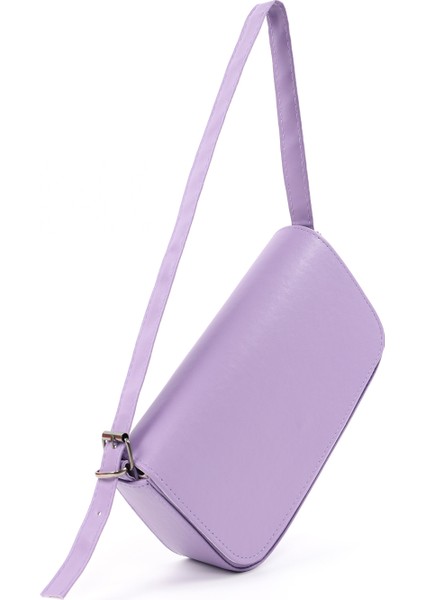 Lila Shk183 Kapaklı Suni Deri Ayarlabilir Askılı Baget Model El, Kol Ve Omuz Çantası