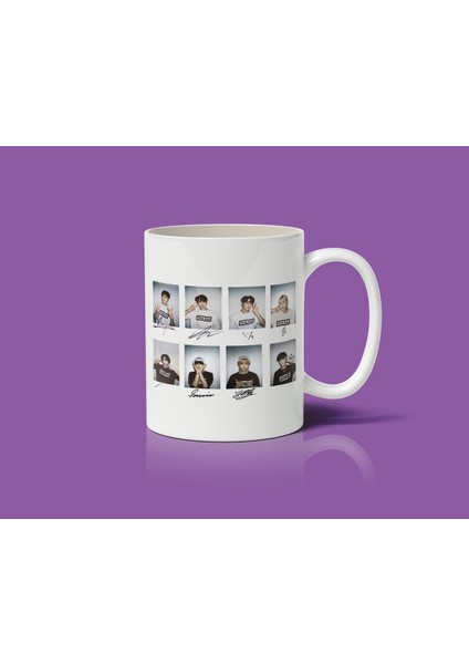 Beyaz 4'lü Baskılı Kupa Bardak Seti, Şık ve Kullanışlı Ev Dekoru.