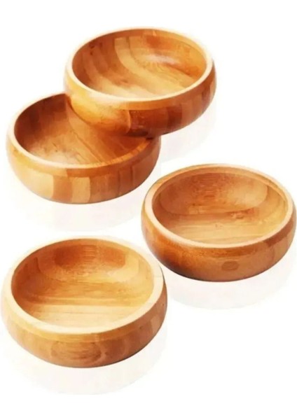 2'li Yuvarlak Ahşap Bambu Çerez Tabağı Seti Bej Renk modelleri