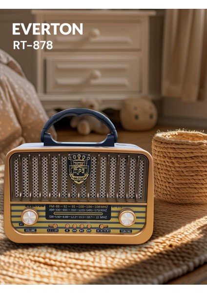 RT-878 Usb/bt/fm Nostajik Radyo + Fenerli Müzik Çalar