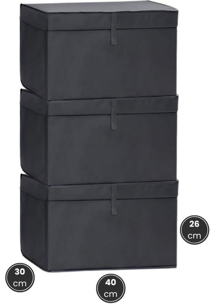 Kazak Kutu Hurç 3'lü Set, Çorap Havlu Çamaşır Kıyafet Düzenleyici Mukavva Destekli (40X30CM) 3 Adet Antrasit fiyatları