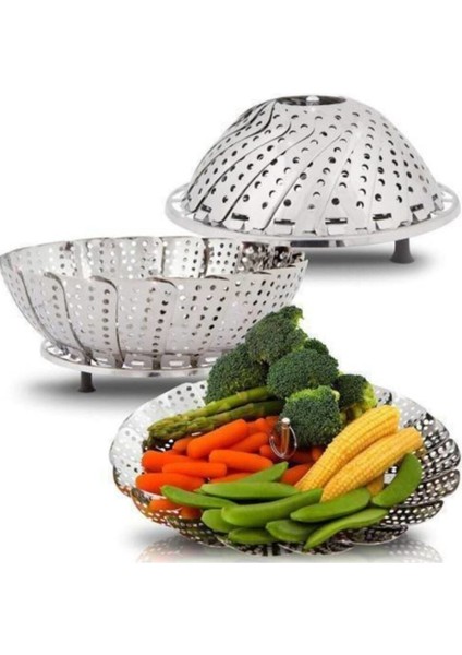 Katlanabilir Paslanmaz Buharda Sebze Pişirme Sepeti, Pratik ve Sağlıklı Kullanım fiyatları
