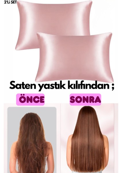 Kadınlar Için Pembe Saten Yastık Kılıfı ve Toka Seti, Cilt Bakım ve Güzellik
