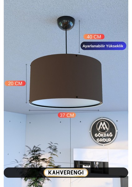 Kahverengi Kumaş Başlıklı Sarkıt Avize 37 Cm, Şık ve Modern Aydınlatma Seçeneği