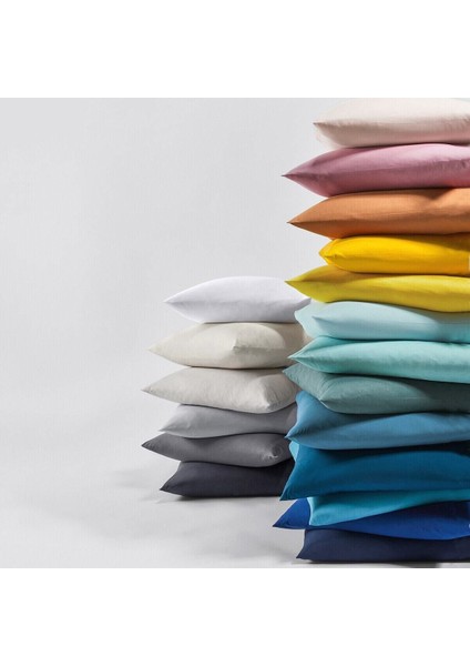 Açık Pembe 50X70 Çift Yastık Kılıfı, %100 Pamuk, Volanlı, Süs Dikişli fırsatları