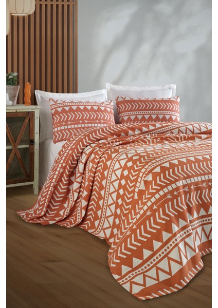 Canlı Turuncu Doğal Pike Baskılı Tek Kişilik Yatak Takımı modelleri