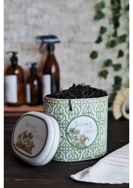 Yeşil Desenli Oval Metal Saklama Kabı 11X15 Cm, Şık ve Kullanışlı Depolama Çözümü