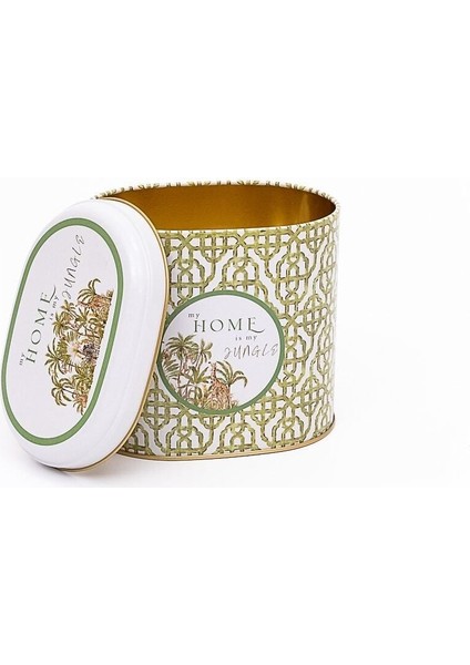 Yeşil Desenli Oval Metal Saklama Kabı 11X15 Cm, Şık ve Kullanışlı Depolama Çözümü modelleri