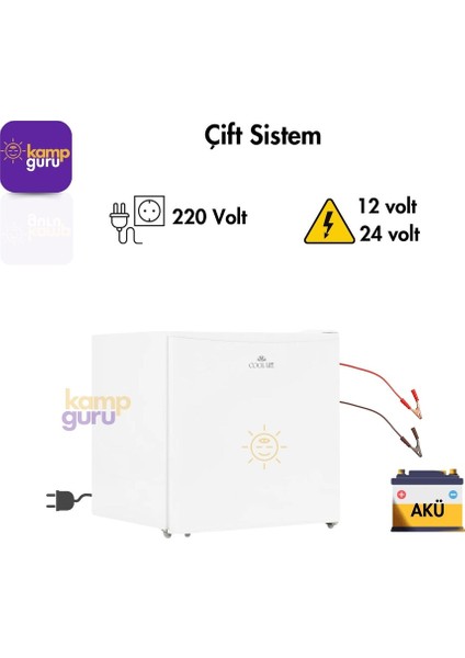 Çift Sistem Cool Life 45 Litre Beyaz Buzdolabı 12/24/220 Volt
