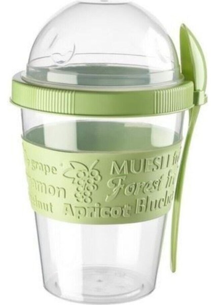 Pratik Taşınabilir Kaşıklı Atıştırmalık ve Yoğurt Kabı, Yeşil, AP-9199 modelleri