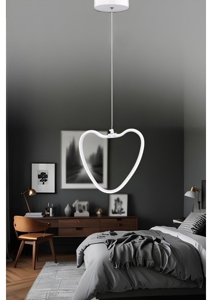 Modern Kalp Tasarımlı Tekli Sarkıt LED Avize, Krom Gün Işığı Işıldayan Şıklık