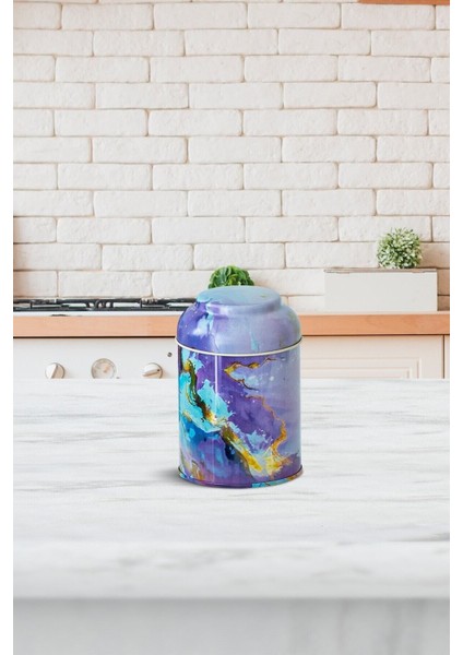 Mor Desenli Metal Baharatlık, Ø9 cm x 11 Cm, 0,6 Lt, Şık ve Kullanışlı.
